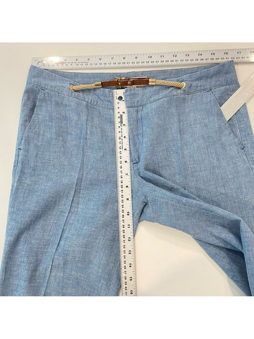 Michael Kors trousers pant wide leg light blue linen &cotton blend lightweight 8 - Picture 14 of 16